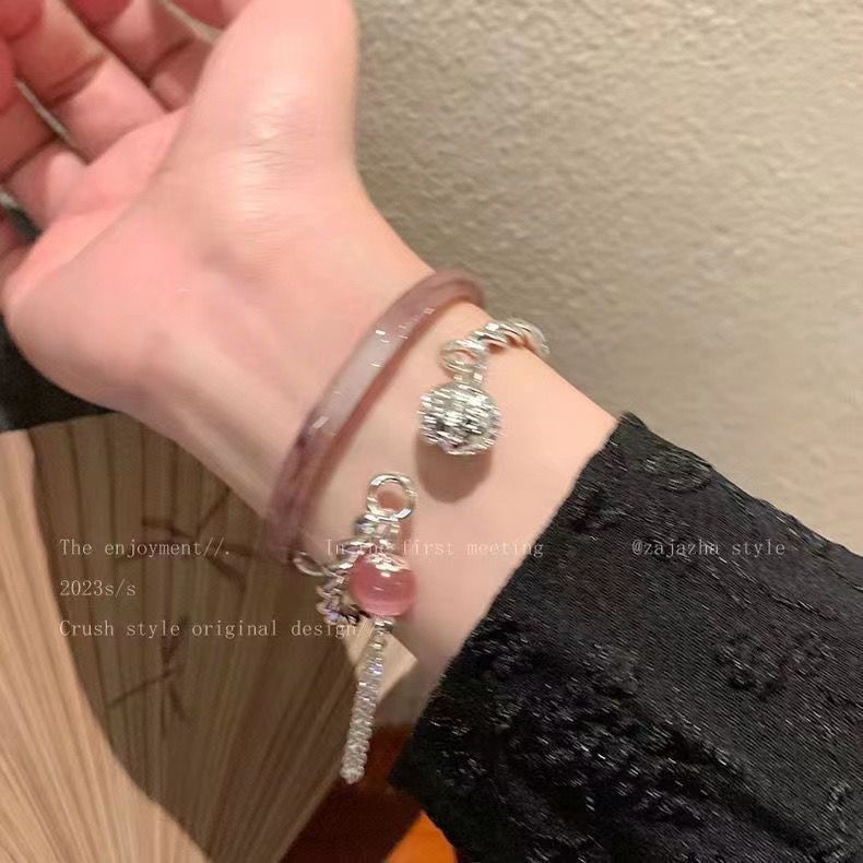 Retro style, clear water green open bracelet, jingle bracelet, female bell, sweet, ins, high-end fringed bracelet pic 19