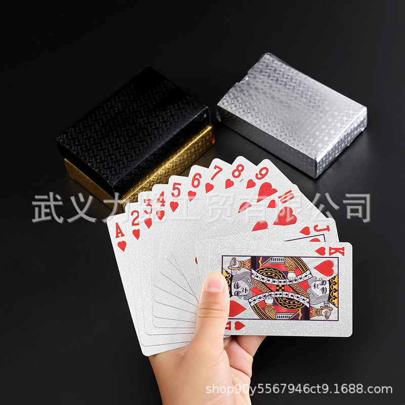 美元扑克牌金箔扑克牌 银箔扑克牌批发 金色土豪金扑克黑色塑料牌详情23