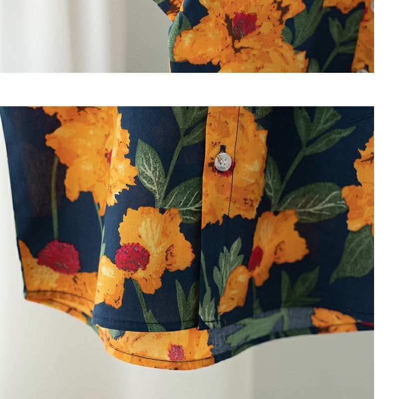 A new short-sleeved Hong Kong-style floral print shirt set for children and boys in 2024, a two-piece summer outfit pic 10