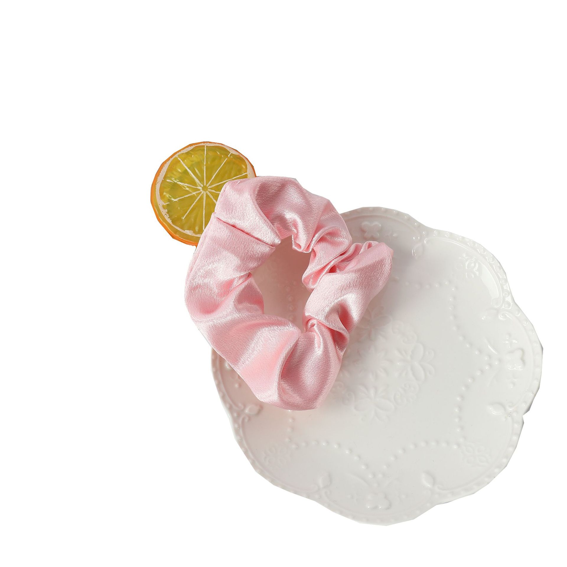 Cross-border solid-color crystal satin hair tie, elegant headwear, simple hair tie, hair accessory, small hair band, large fat intestine hair band pic 34