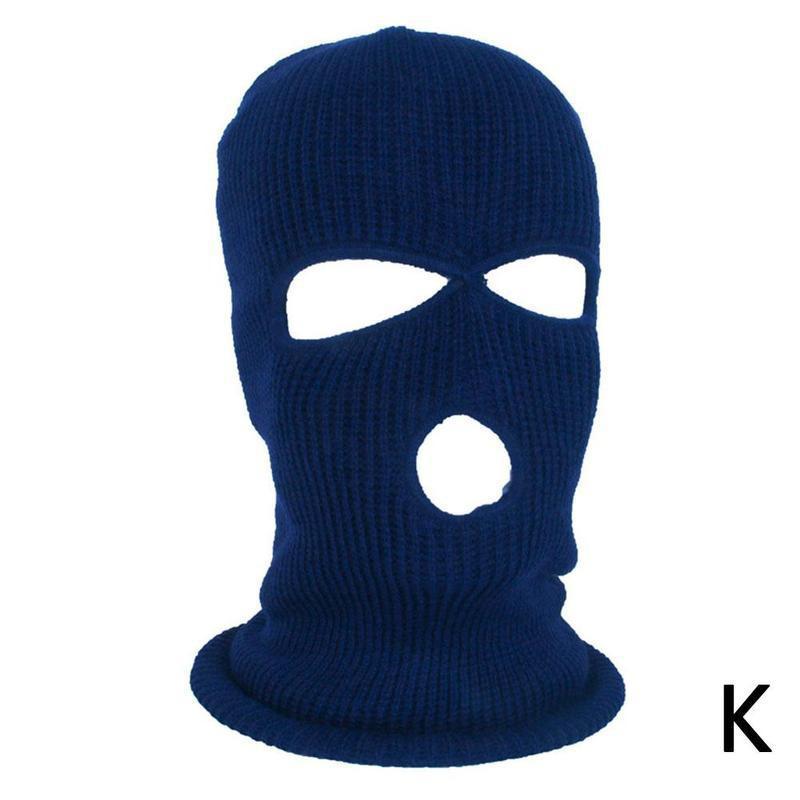 Winter gold coin needle three-hole knitted cap, candy-colored woolen cap, outdoor cycling windproof face mask cap pic 3