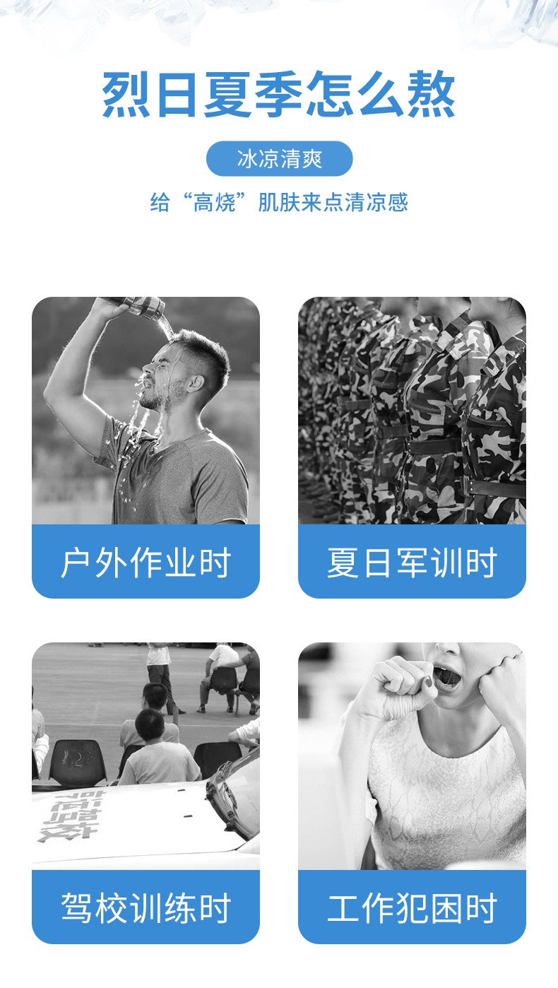 广药白云山冰凉贴降温防暑冰晶物理降暑冰贴学生军训解暑清凉贴详情3