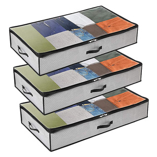 家用大容量衣服存储袋行李袋棉被收纳袋透明窗加厚款无纺布收纳箱详情9