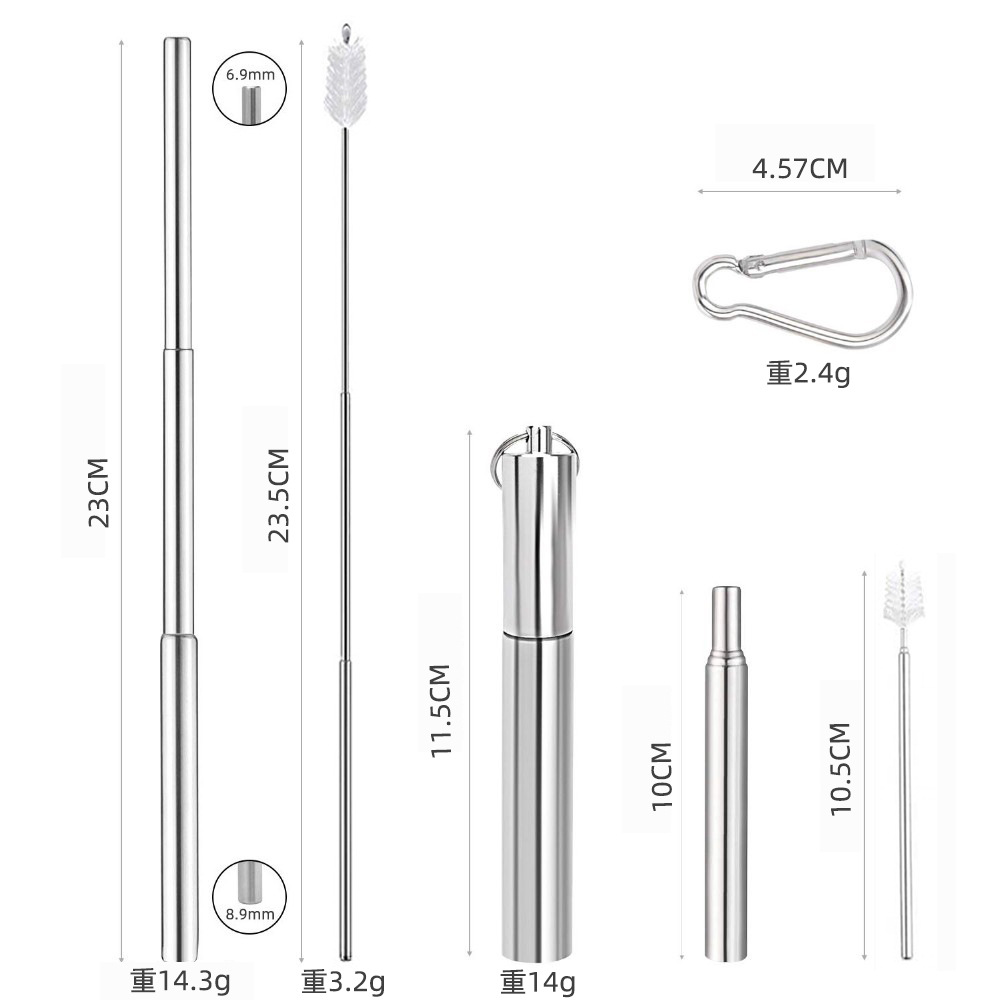 collapsible stainless steel straw Amazon Bestseller Collapsible straw Portable pack Portable easy to clean reusable stainless steel pic 3