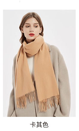 Wholesale of wool scarves, solid-color scarves for women, versatile autumn and winter scarves, thickened warm shawls, simple fringed red scarves pic 25