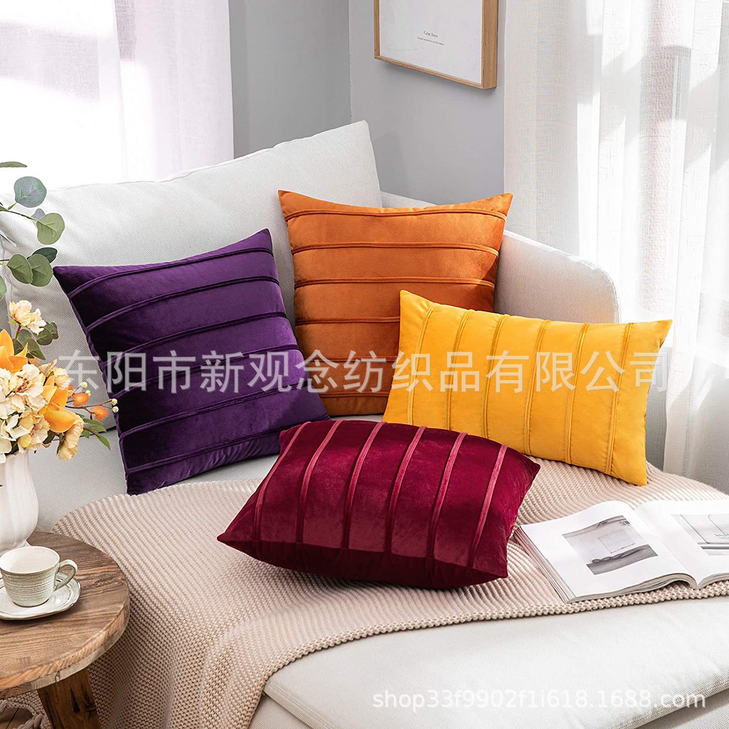 Wholesale factory direct sales of new Dutch velvet waist pillow, velvet throw pillow, light luxury pressure rope, creative throw pillow cover and cushion pic 19