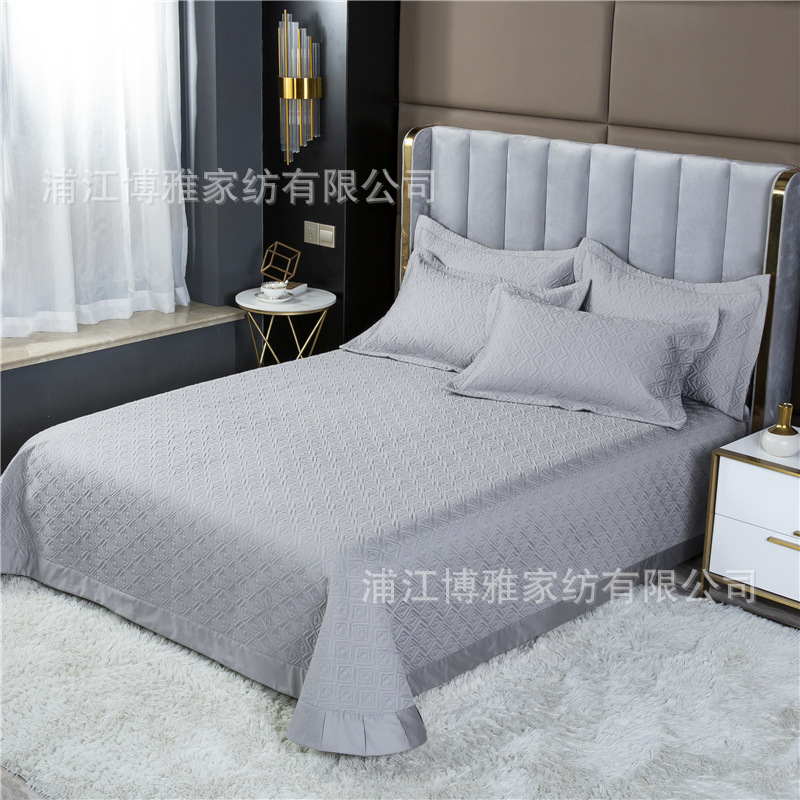 Wholesale of new light luxury 60s long-staple cotton bed cover three-piece set, quilted quilt with thickened cotton interlining, pure cotton bed cover pillowcase pic 12