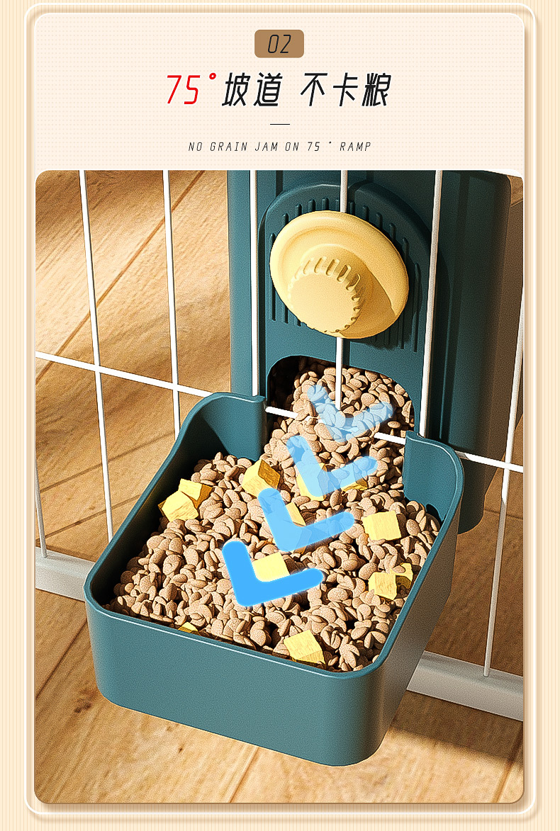 The pet feeder is an automatic feeding and refilling device for dogs. The wall-mounted feeding and drinking water dispenser can be hung and is easy to disassemble for washing pet bowls pic 5