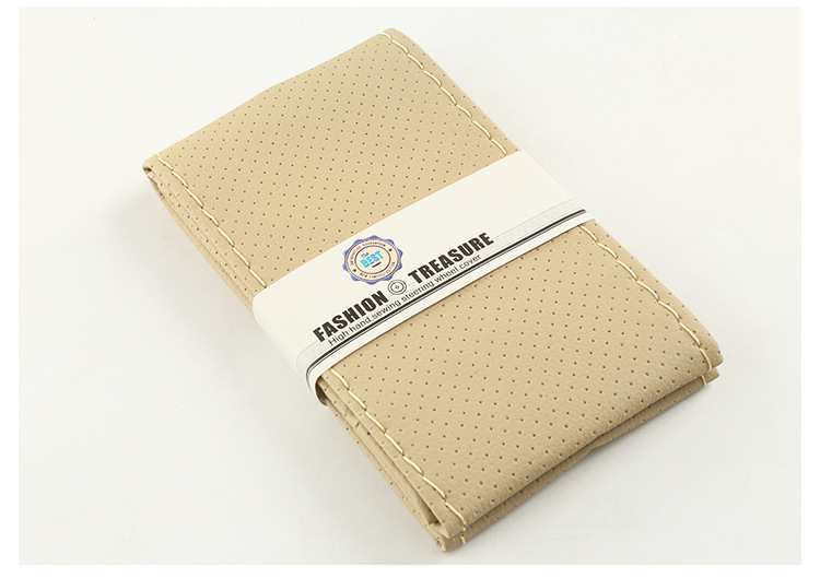 汽车手缝超纤皮把套柔软滑防方向盘套新款仿超纤皮革外贸车内用品详情11