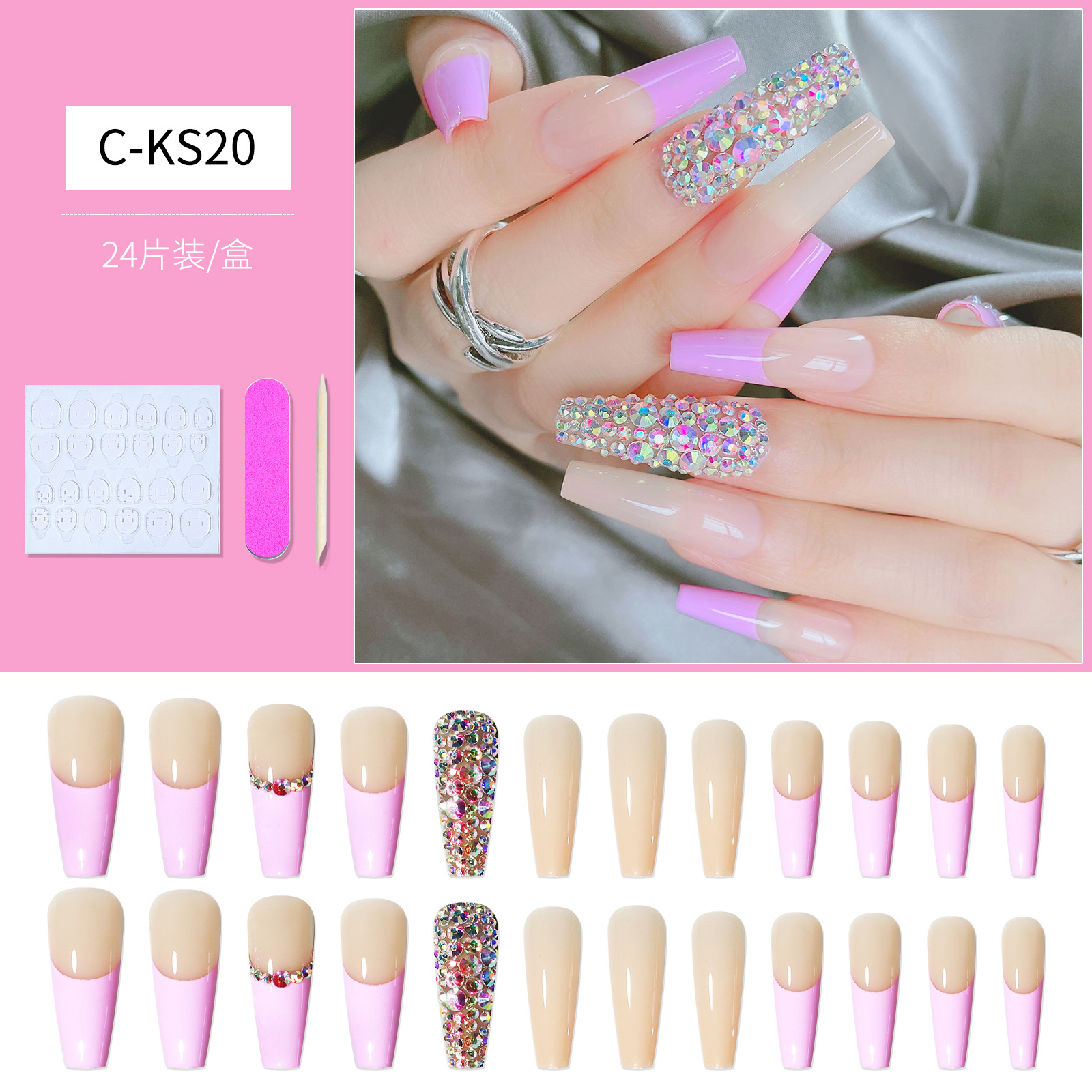 Moda estilo europeo y americano uñas de vestir ojos de gato largo ballet uñas de ataúd uñas falsas uñas de vestir acabado estilo de comercio exterior pegamento de uñas parches de uñas hoja de uñas pic 23