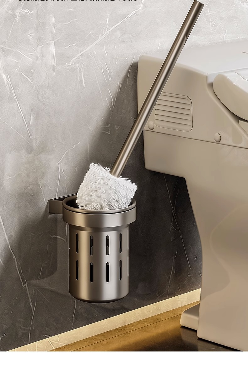 枪灰色毛巾架酒店浴室置物架卫生间免打孔太空铝轻奢浴巾架子壁挂详情15