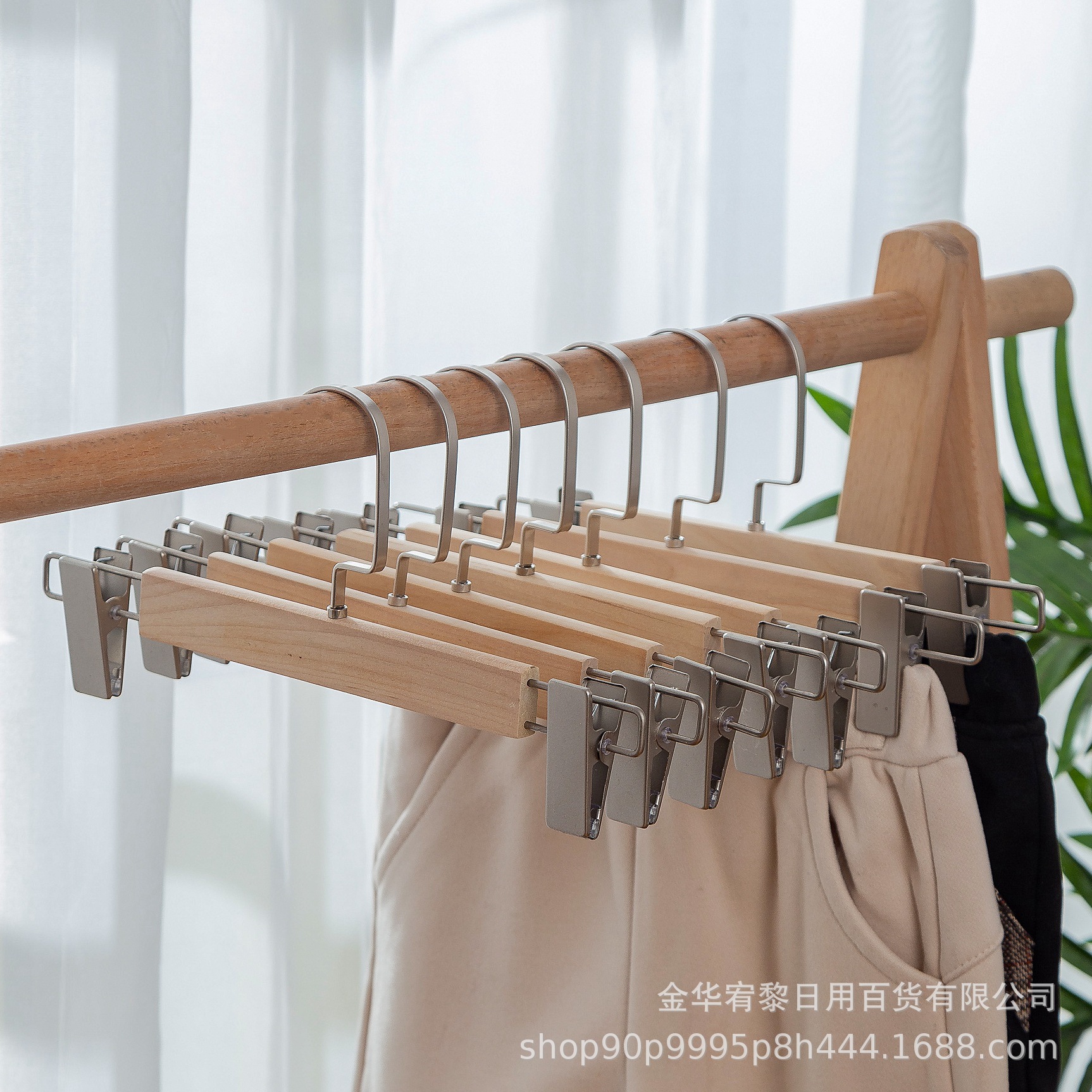 高档实木裤架裤夹 服装店衣挂批发展示 家用成人裤子收纳衣架裤挂详情19