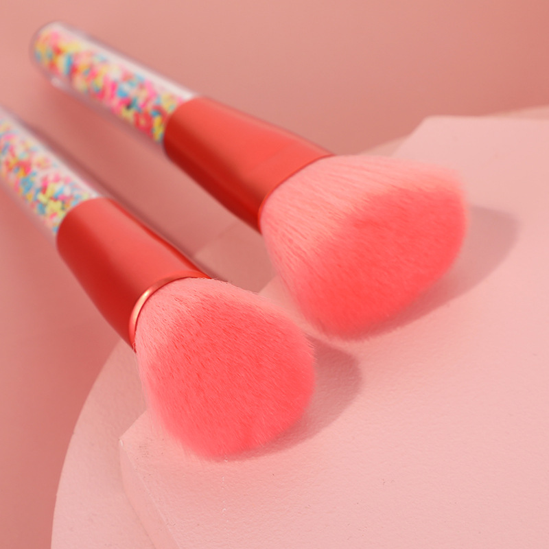 High appearance level 5-piece makeup brush candy set, pink particle rainbow brush, fresh and clean multi-functional makeup brush in stock pic 5