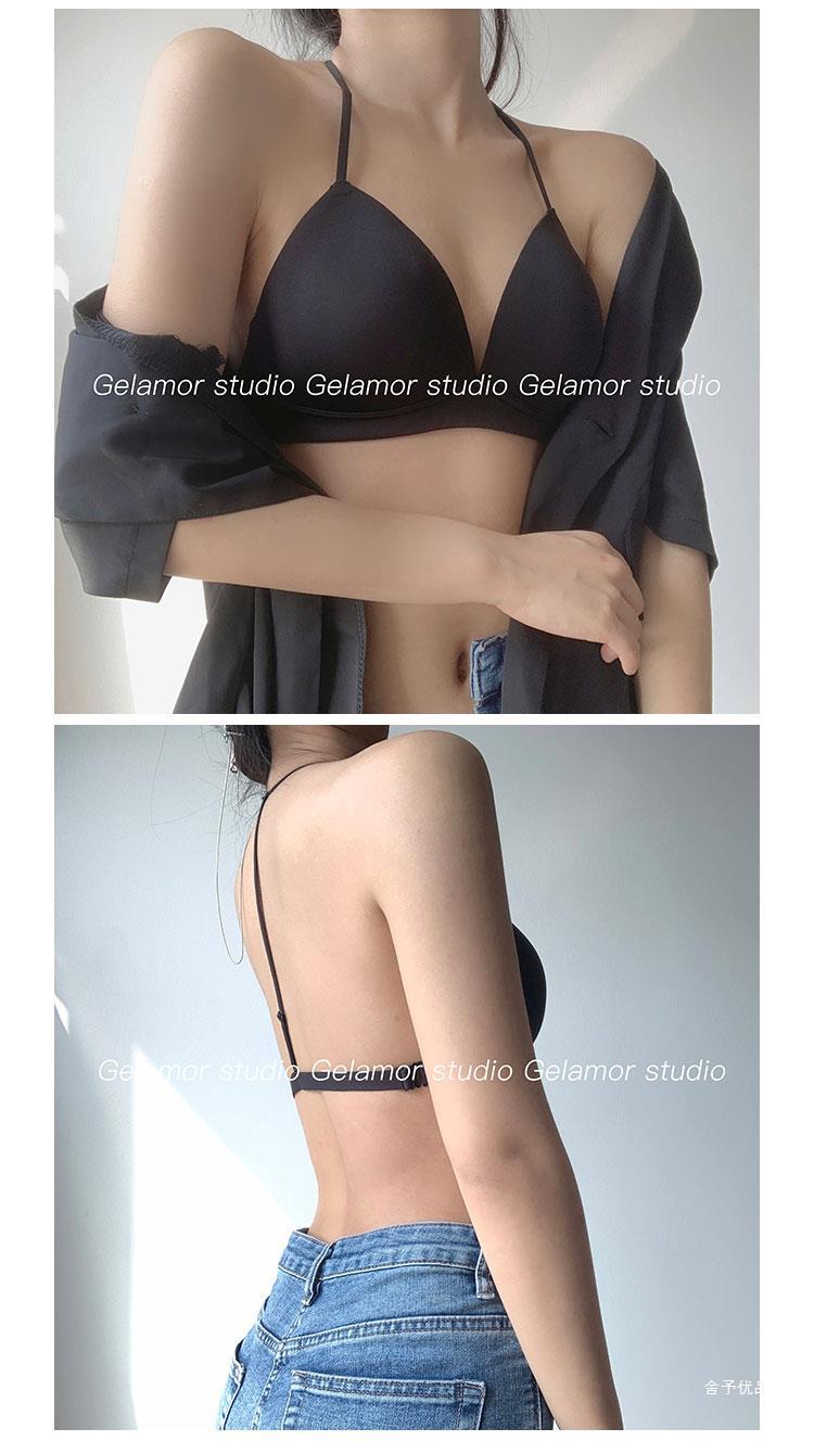三角杯交叉美背内衣女挂脖小吊带背心带胸垫一体内搭打底甜辣上衣详情6
