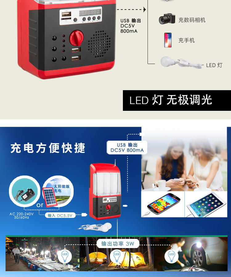 Factory direct sales of solar power generation systems, household small portable DC energy storage charging lighting generators pic 5