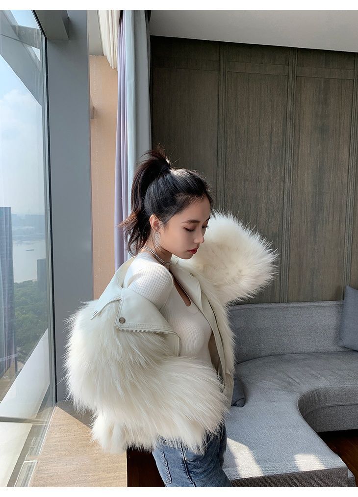 Fox-like fur coat for women short 2021 new autumn/winter 貉子 fur motorcycle coat young style fashionable pic 8