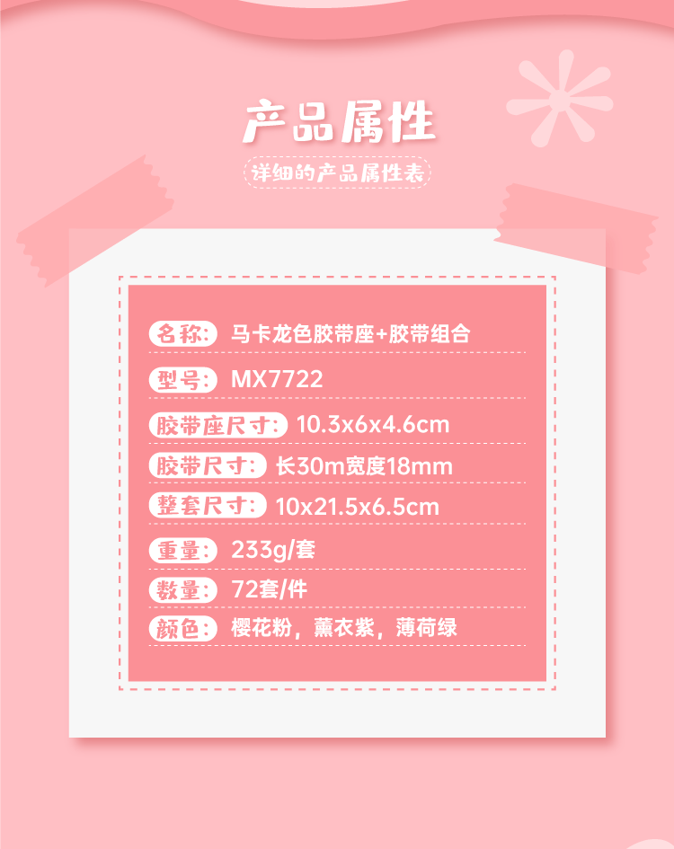 Macaron-colored small tape holder, transparent tape set, desktop, manual tape tearing and cutting tool combination pic 5