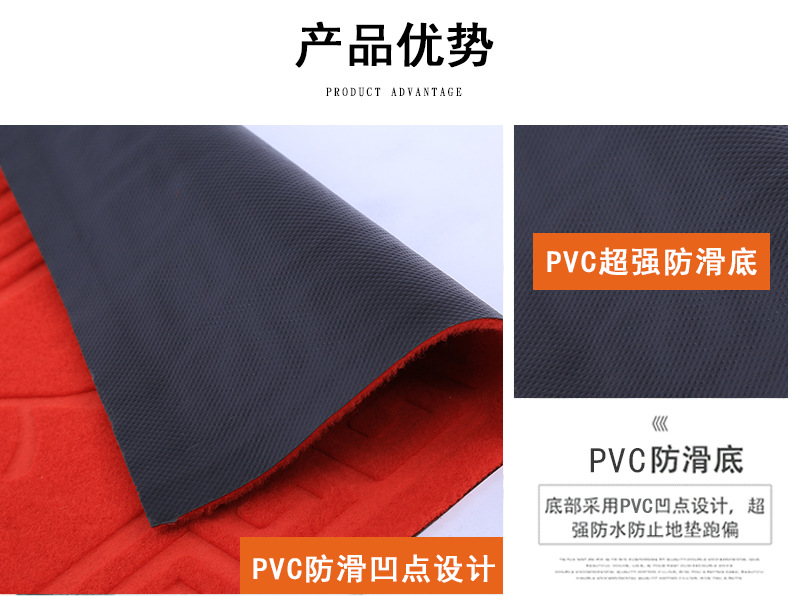 Yiwu Jietai PVC embossed floor MATS, bright red festive floor MATS, entrance hall door MATS, water-absorbing and dust-removing foot MATS wholesale pic 4