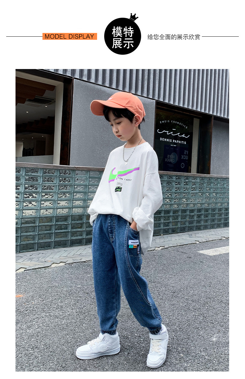 Chico jeans otoño invierno nuevo 2022 niño medio grande pantalones casuales marca de moda pantalones rectos pantalones niños wholesale pic 7
