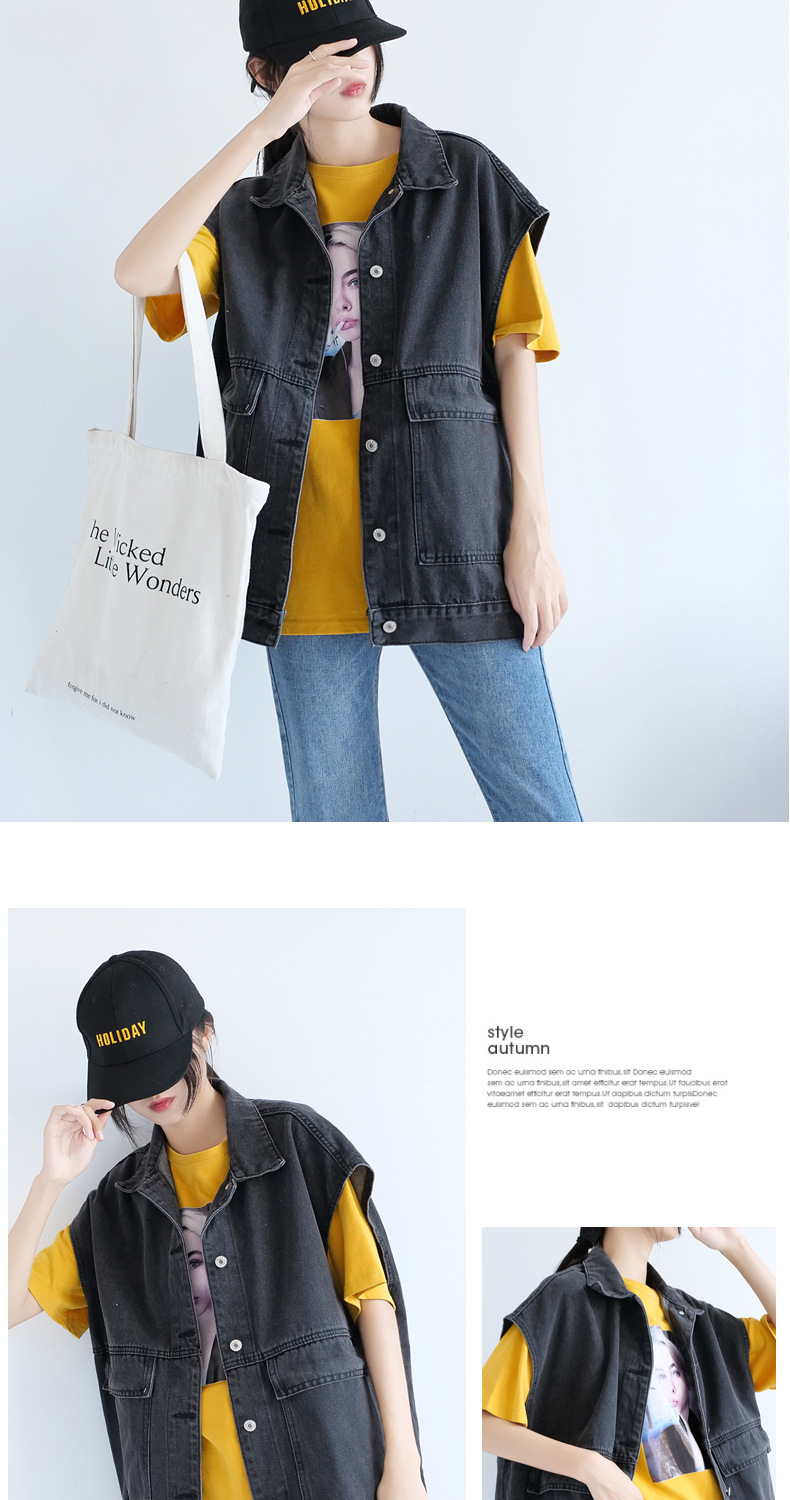 The Spring and Autumn trendy denim vest for women is a loose European-style outerwear that goes well with all kinds of outfits. The Korean-style sleeveless vest work jacket is trendy on Instagram pic 8