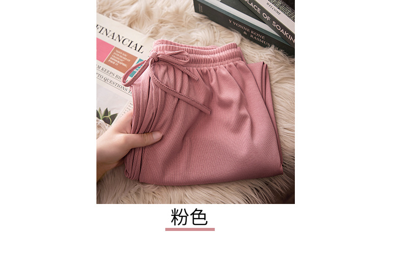 冰丝阔腿裤女夏季薄款高腰垂坠感学生休闲裤子显瘦宽松窄版直筒裤详情4