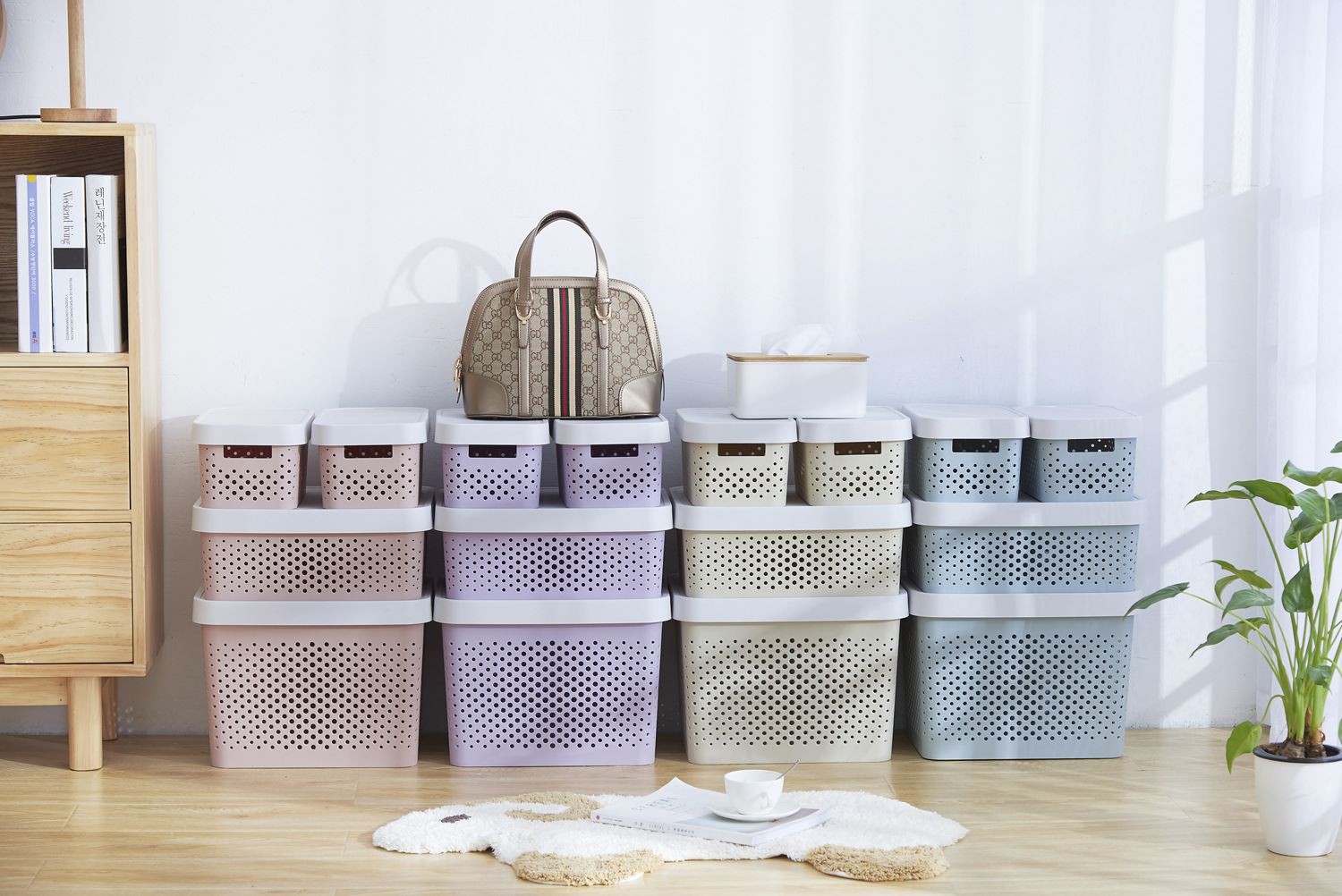 J25-6101 storage box, organizing clutter, storage basket, storage box, kitchen plastic box, stackable and combinable basket wholesale pic 1