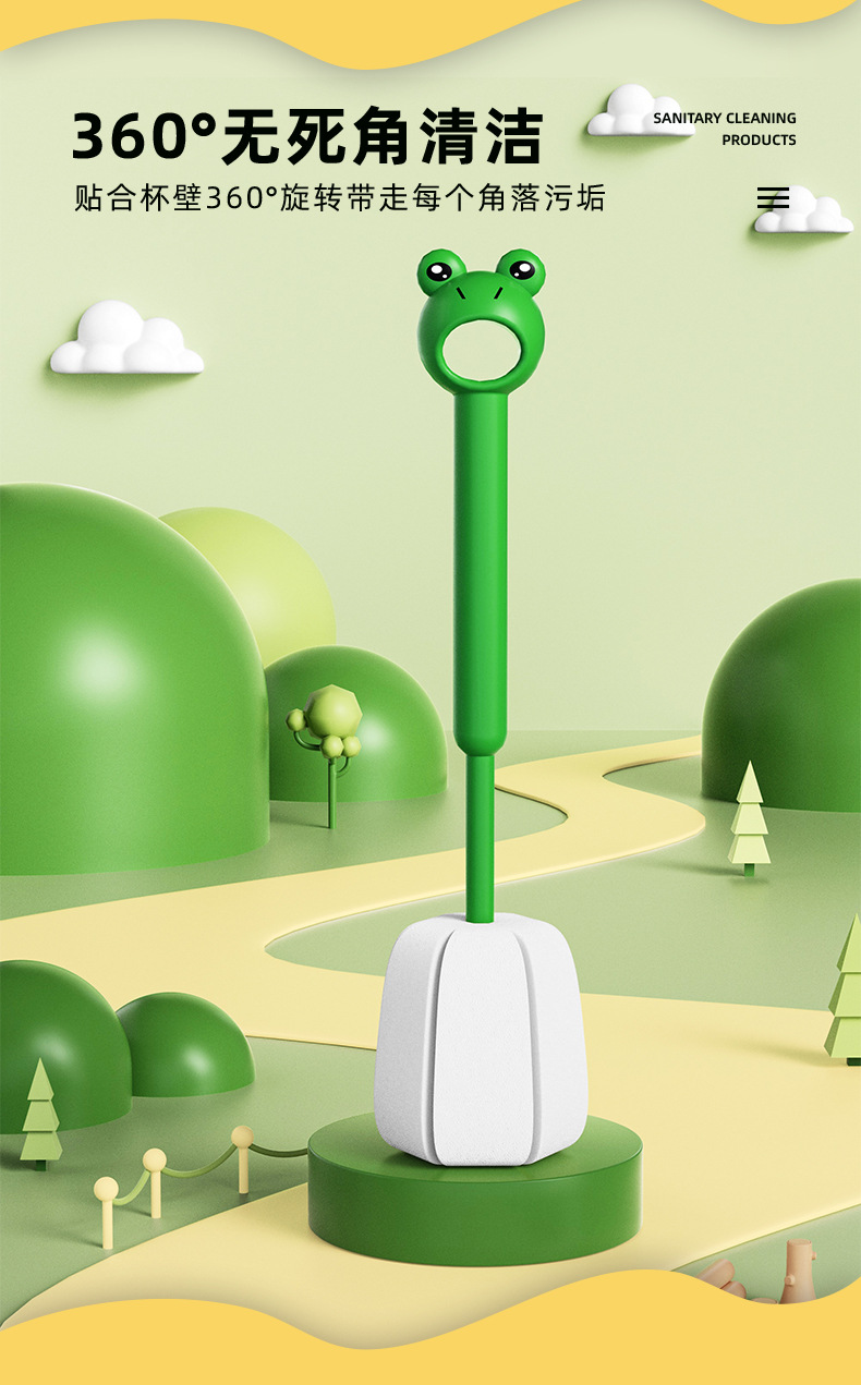 卡通长柄家用杯刷刷杯子洗杯子洗杯刷清洁刷无死角海绵刷子奶瓶刷详情4