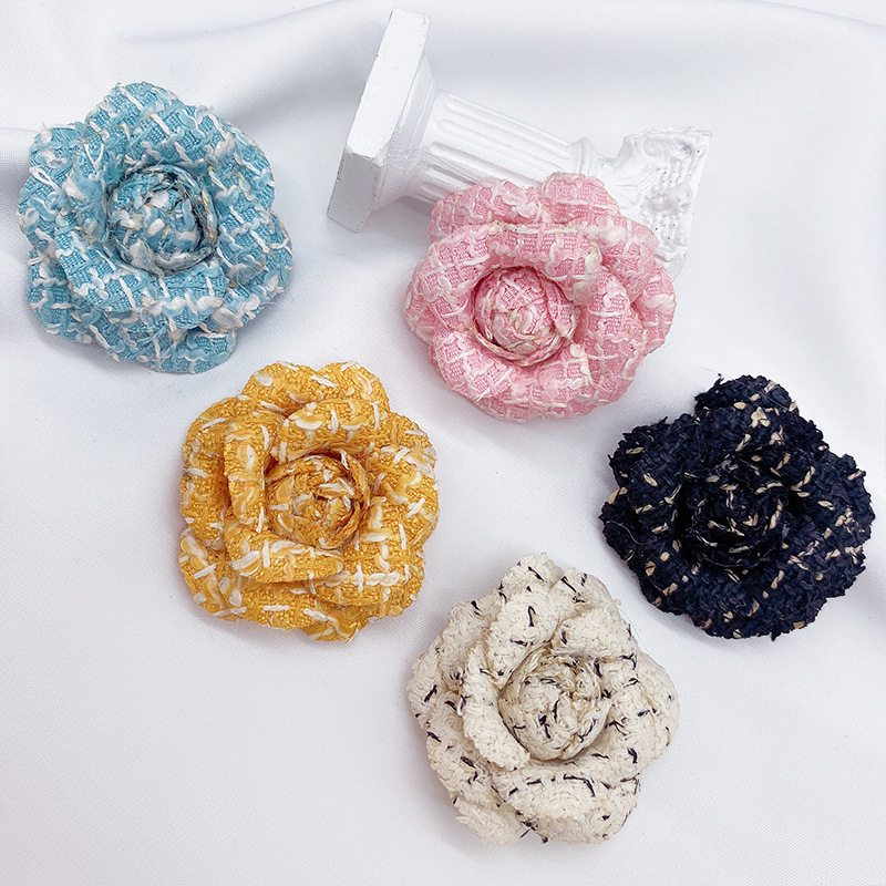Xiaoxiangfeng rolled flower fabric camellia three-dimensional flower diy accessories, handcrafted flower clothing semi-finished products, shoes, bags and accessories pic 5
