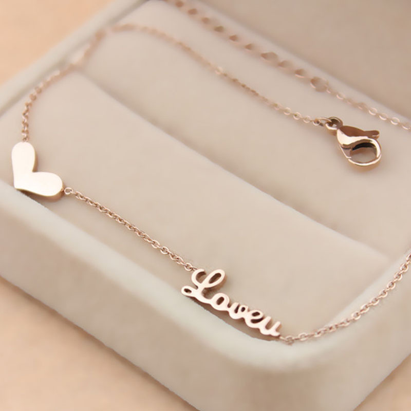 韩版钛钢字母铃铛铜钱镶钻脚链女18k玫瑰金时尚简约学生个性脚饰详情10