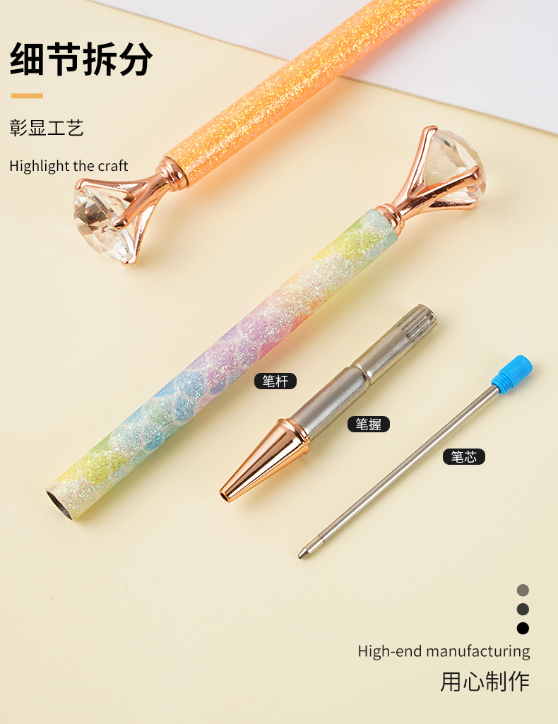 Wholesale diamond ballpoint pens, gold powder covered ballpoint pens, large diamond pens and fashionable gift pens from the manufacturer pic 5