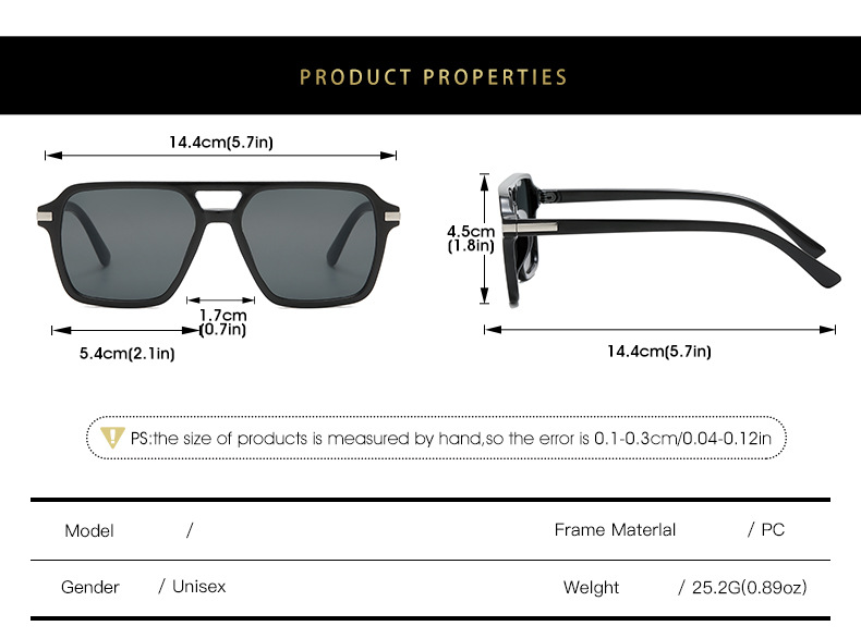2023新款简约欧美经典外贸方框双梁太阳镜男女士百搭修脸时尚墨镜详情5