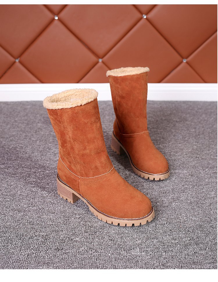 2024冬季新款绒面厚底粗跟中筒靴43码保暖棉鞋圆头大码外贸女靴子详情25
