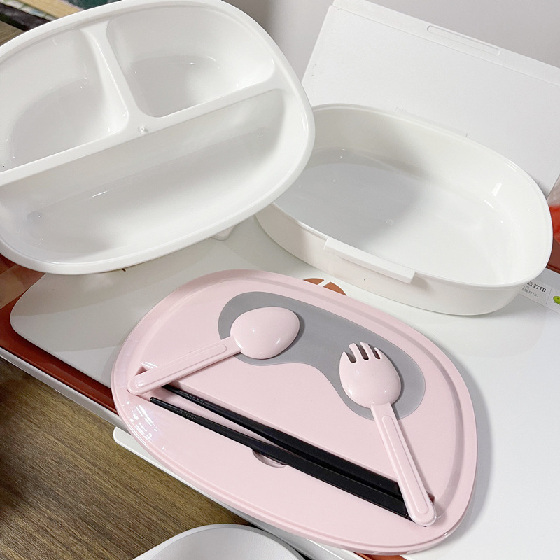 儿童分格餐盘可爱卡通幼儿园小学生带餐具宝宝保温便当饭盒汤匙叉详情5