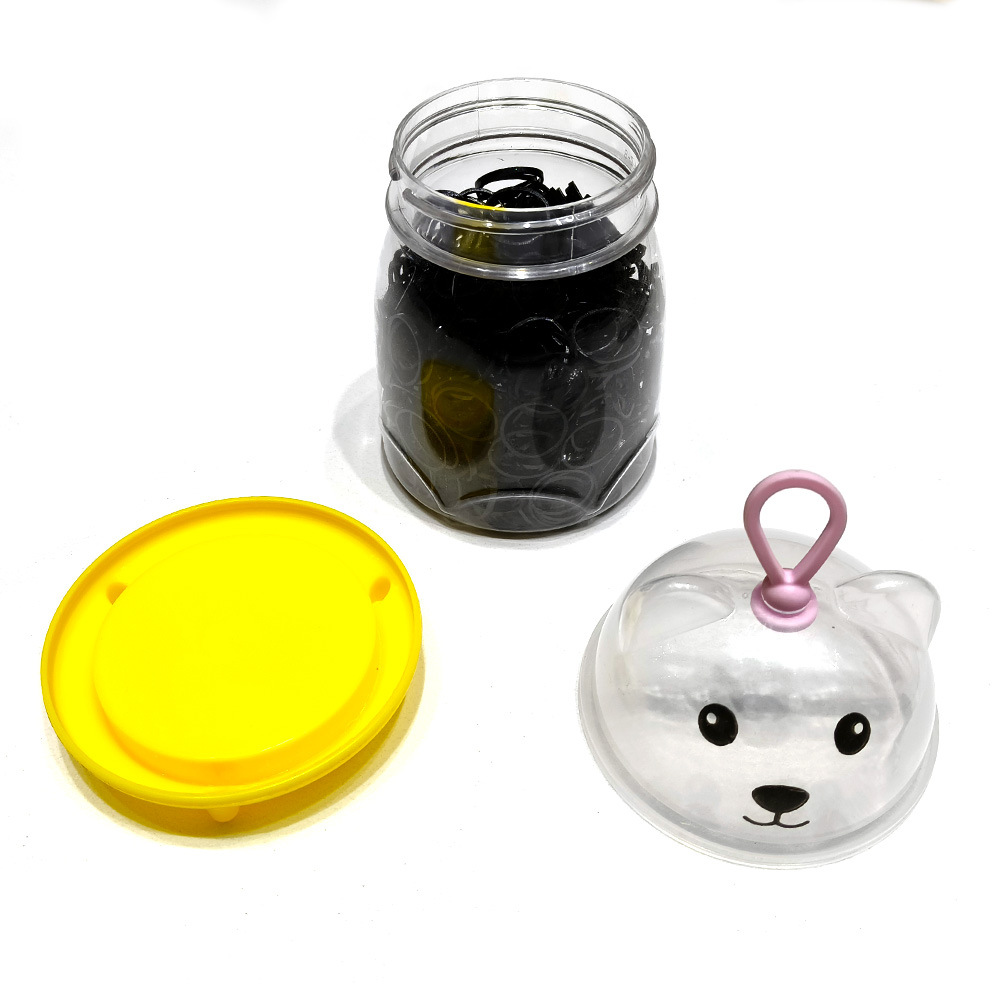 皮筋圈萌趣熊头瓶装彩色儿童小皮筋一次性发圈强拉不断发饰批发详情12