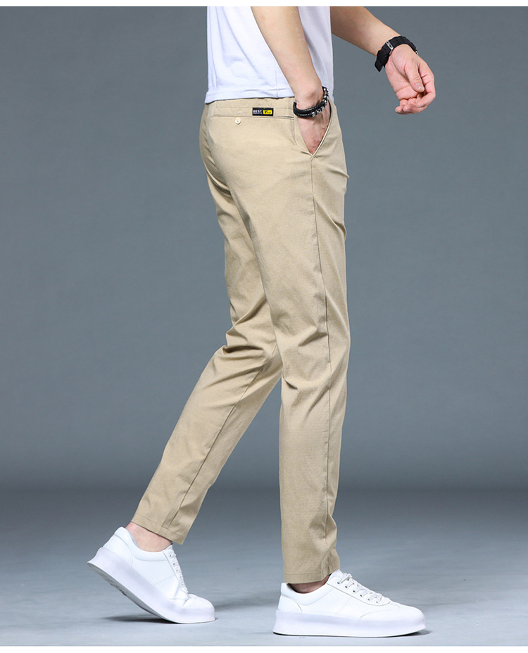 夏季薄款休闲裤男款修身直筒透气弹力冰丝百搭潮流男裤子批发凉感详情21