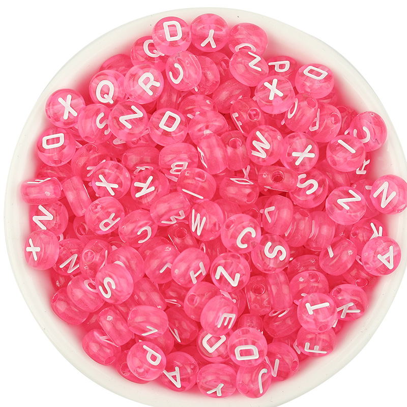 亚克力彩色英文字母珠透明糖果色扁圆字母珠diy手工手链散珠配件详情23