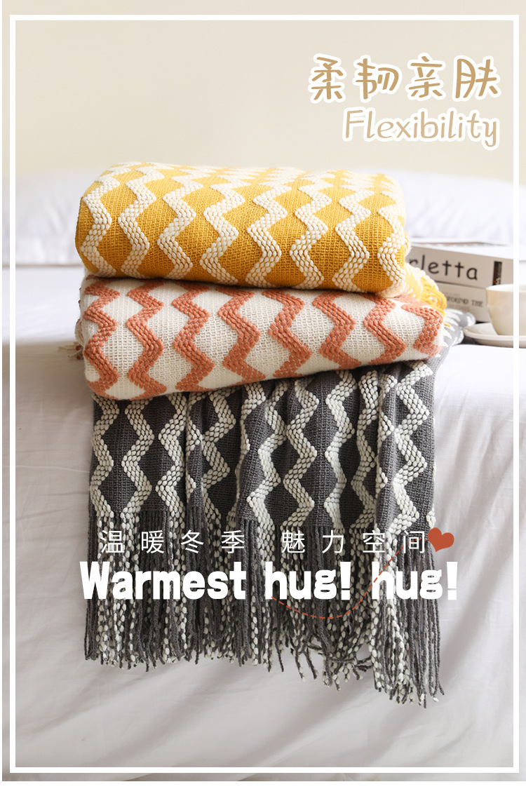 Knitted blankets, sofa blankets, cover blankets, bed tail blankets, summer office air conditioning blankets, nap blankets, small blankets wholesale pic 24