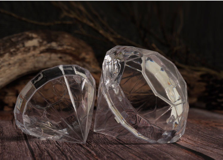 婚庆产品食品级婚庆用品创意水晶钻石形状糖果盒 大小号透明塑料喜糖盒详情8