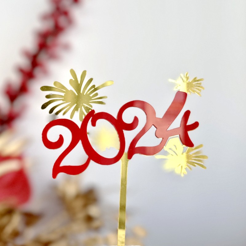 版权2024新年亚克力蛋糕装饰厂happy new year亚克力蛋糕插件插牌详情7