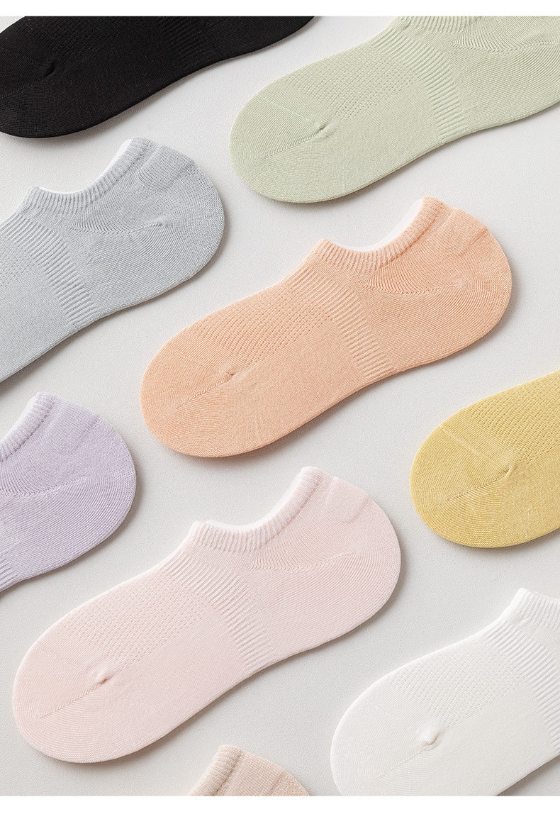 夏季网眼纯棉款女生真正手工缝合一体机针织袜短款隐形糖果色短袜详情12