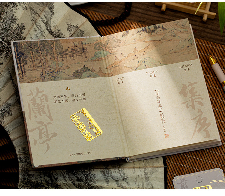 Lanting Ji Xu Ancient-style Notebook Gift Box, National Trend ancient-style Creative poetry High Appearance Level Notebook Student Gift set pic 9