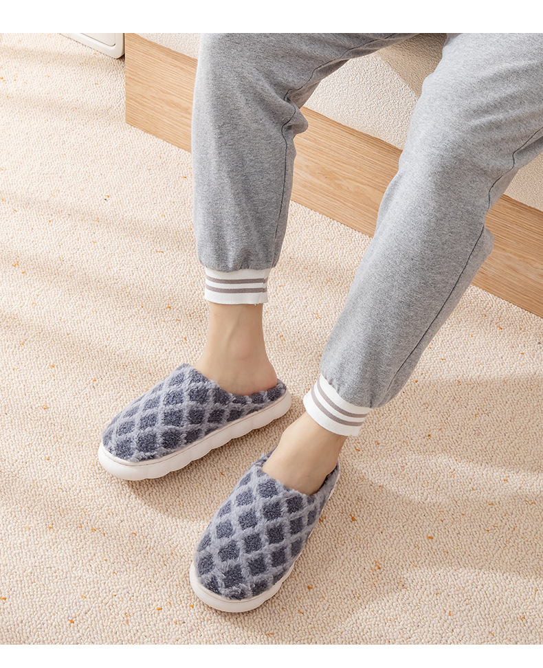 启达顺低价新款棉拖鞋 冬季家用室内家居情侣男女棉拖毛绒保暖拖详情12