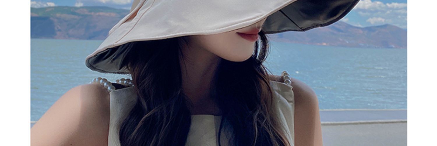帽子女夏防晒空顶帽大沿韩版太阳帽百搭时尚蝴蝶结遮脸遮阳渔夫帽详情24