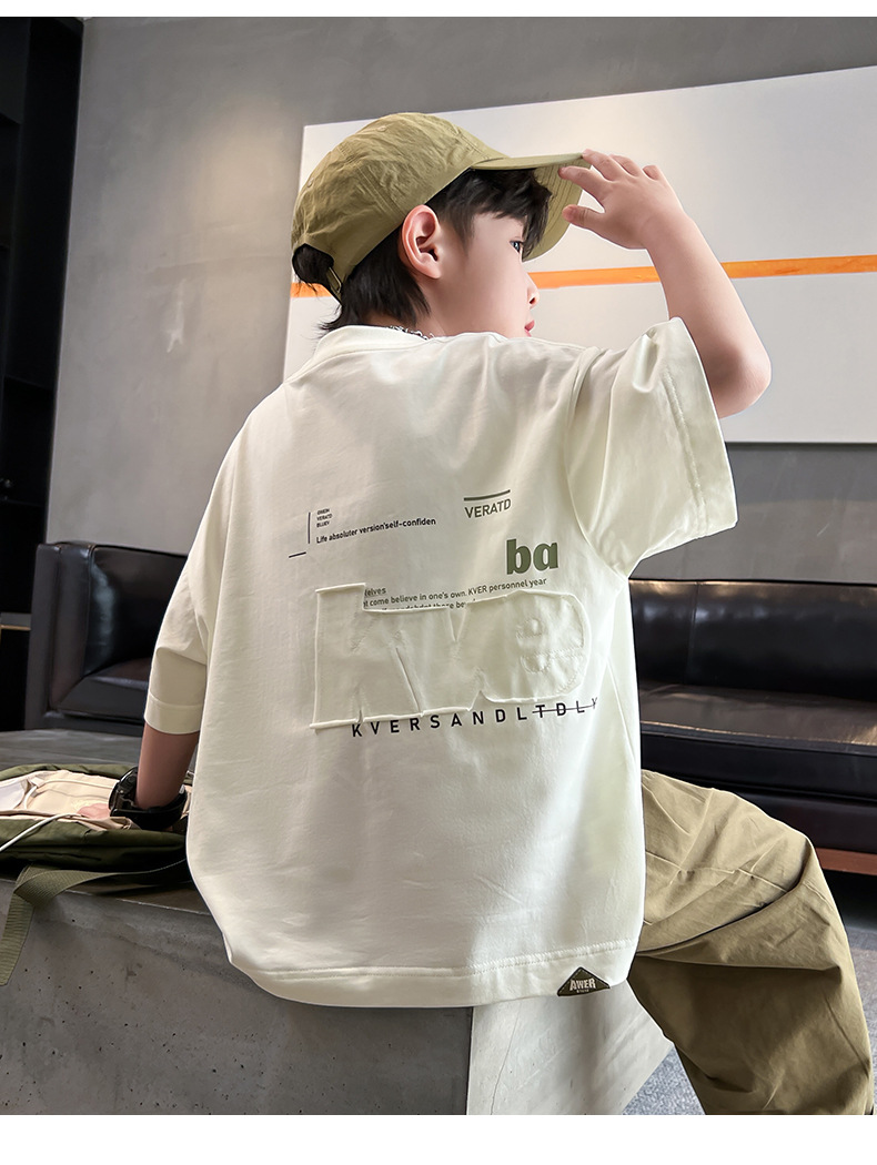 男童短袖T恤夏装2024新款儿童夏季纯棉上衣男孩中大童原创半袖潮t详情14