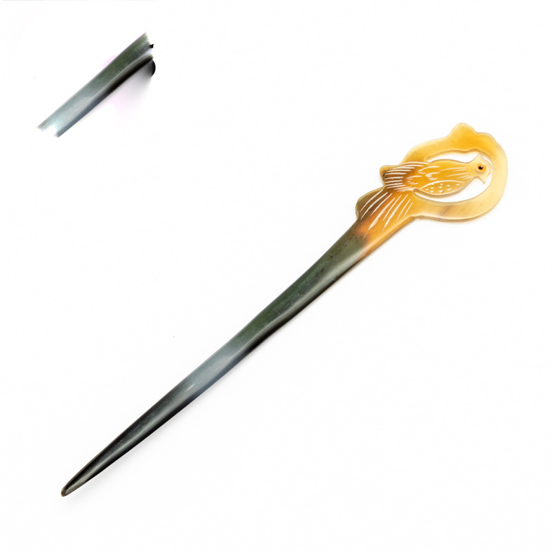 经典牛角发叉发饰 天然女式黄牛角发簪 手工打磨牛角簪子厂家直销详情17