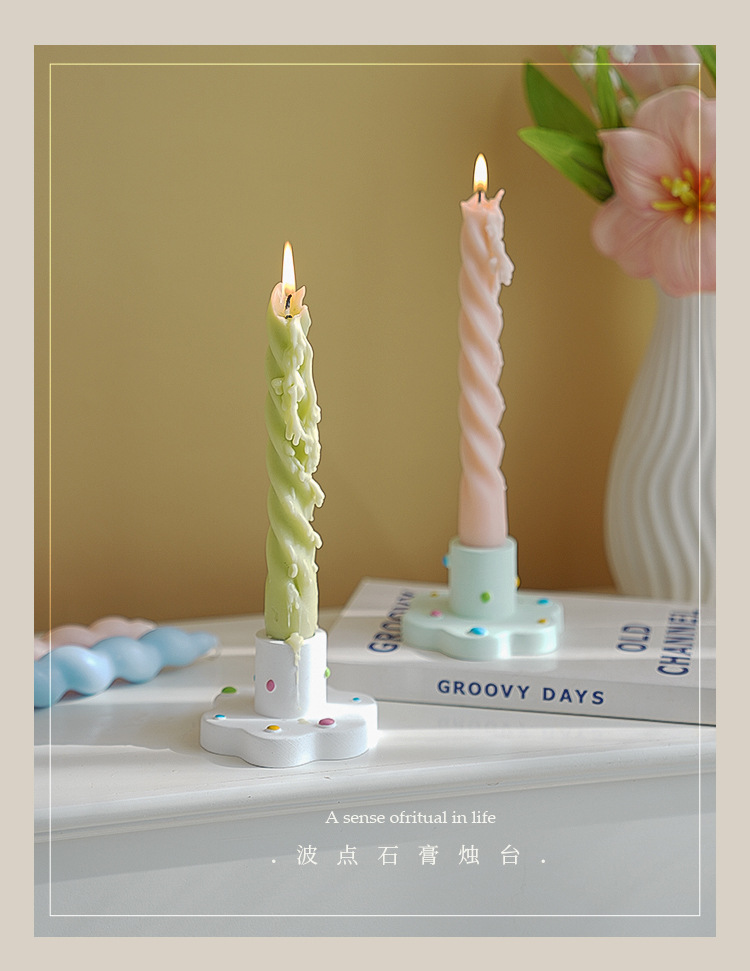 Candle and candlestick atmosphere decorative piece, creative home desktop decoration candlestick, cross-border gypsum scented candle base pic 11