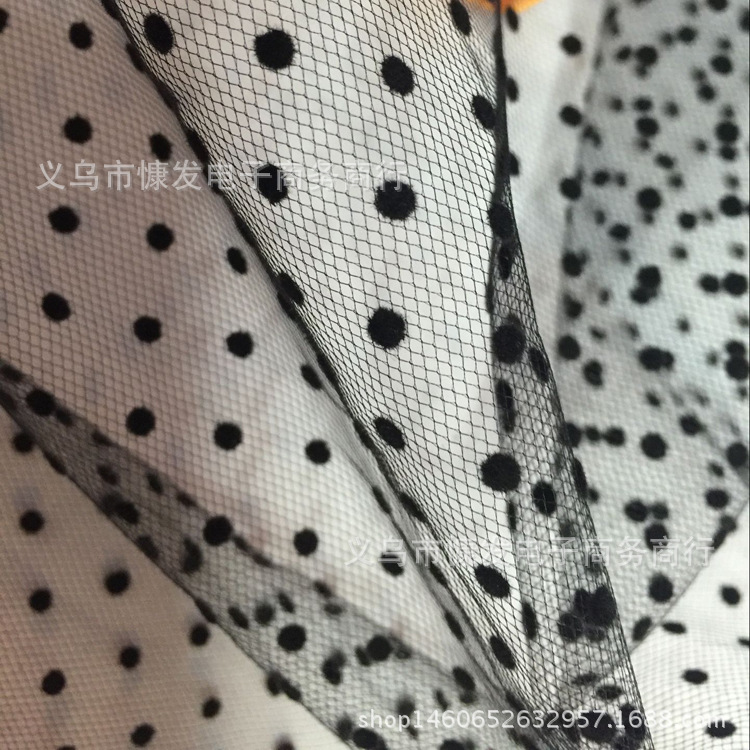 Medium-hard diamond-shaped white dot flocking black dot American mesh fabric, DIY puffy skirt, tulle and headwear, polka dot fabric pic 25