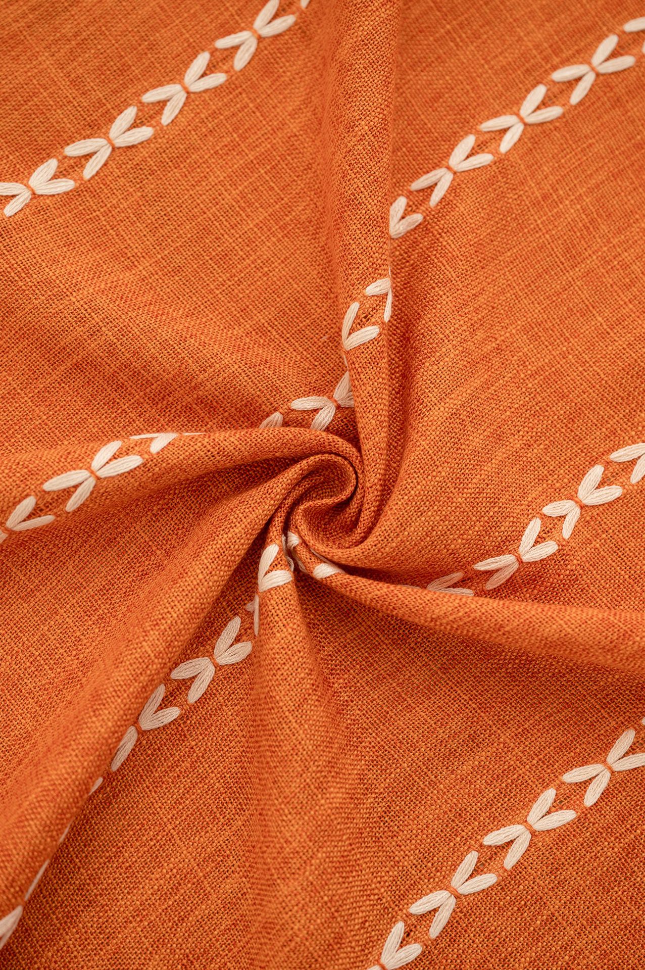 Cross-border three-dimensional embroidered striped tablecloth, popular black solid color, white cotton and linen tablecloth cover, fabric outdoor party pic 40