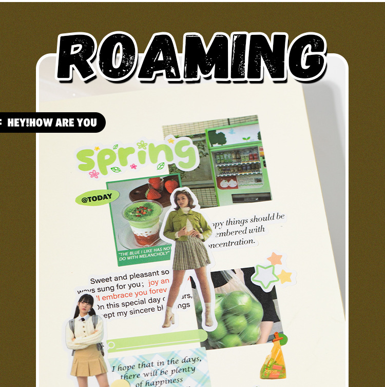 语闲切模贴纸书 漫游未完结系列 盐系古早风素材手帐谷子咕卡拼贴详情13