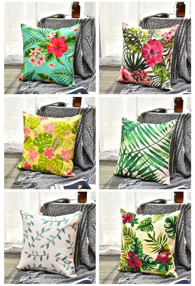 新款丛林植物抱枕套 数码印花靠枕汽车床头沙发跨境亚马逊跨境详情20